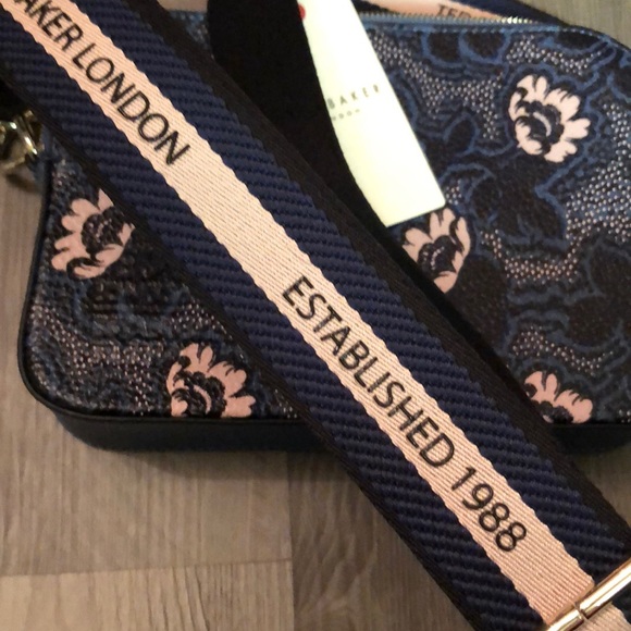 Ted Baker London Darlino Leather Graphic Blue Floral Print Camera Bag NWT - Picture 7 of 16